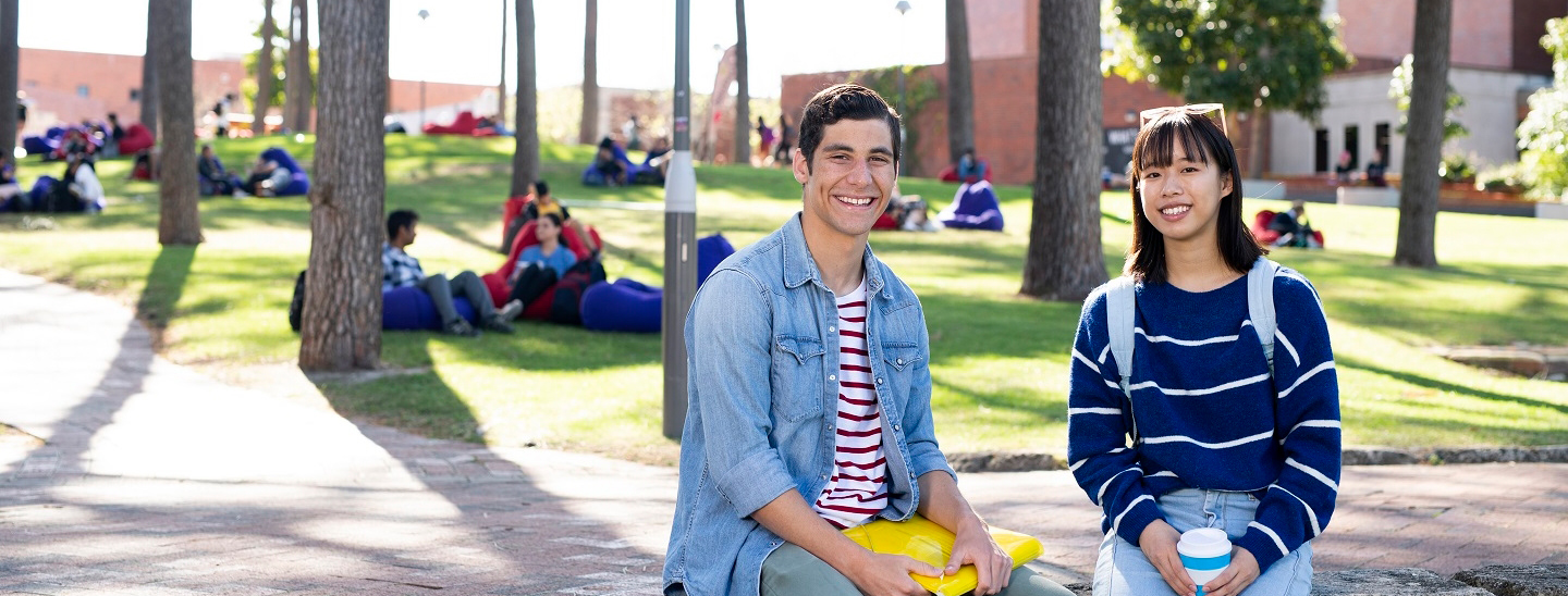 Curtin university twostudents outside