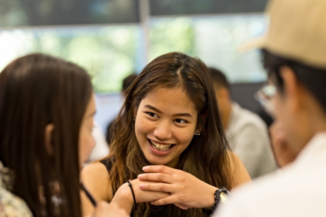 Female student happy smiling