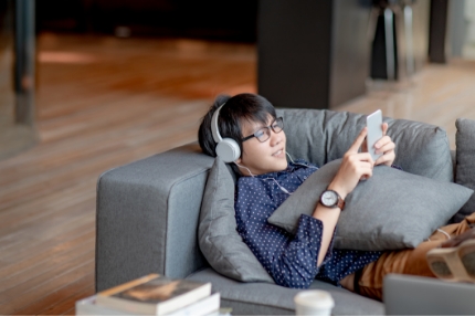 Student at home relaxing