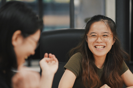 Students laughing together