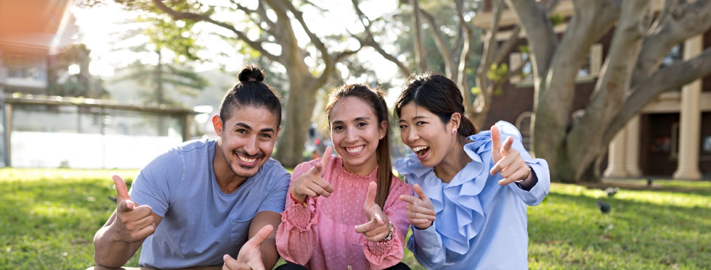 Students on campus happy together