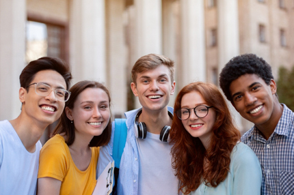 Students together happy