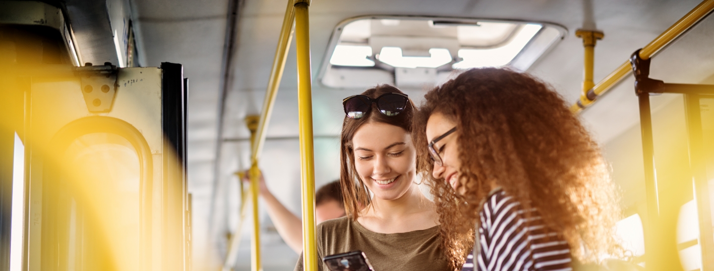 Women riding bus