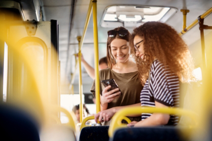 Women riding bus